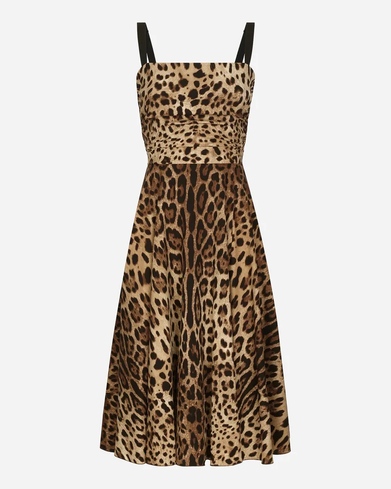 Dolce & Gabbana Wickelkleid Aus Cady Leoprint - Frau Kleider Animalprint Seide Animal-print
