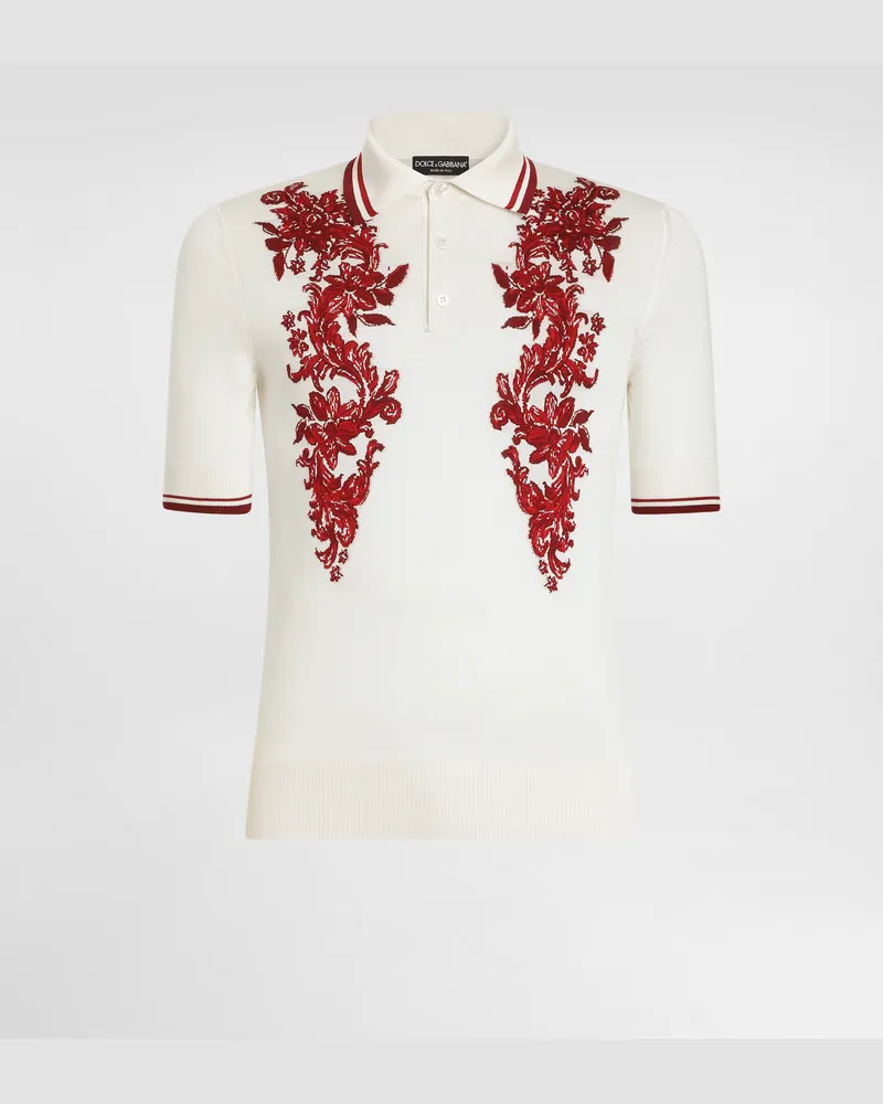 Dolce & Gabbana Poloshirt Aus Seide Mit Intarsien - Mann Strickwaren Mehrfarbig Mehrfarbig