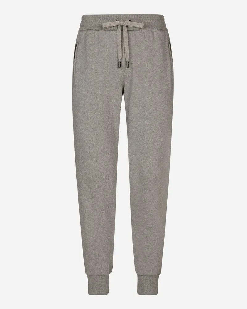 Dolce & Gabbana Jogginghose Aus Jersey Mit Logoplakette - Mann Hosen Und Shorts Grau Grau