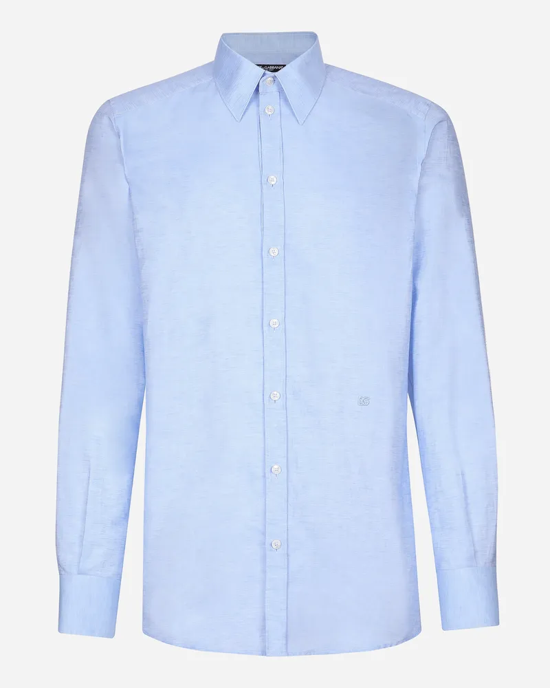 Dolce & Gabbana Hemd Fit Martini Aus Baumwolle Und Leinen - Mann Hemden Violett Violett