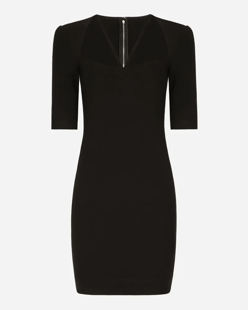 Dolce & Gabbana Kurzes Kleid 3/4-ärmel Aus Jersey - Frau Kleider Schwarz Viskose Schwarz