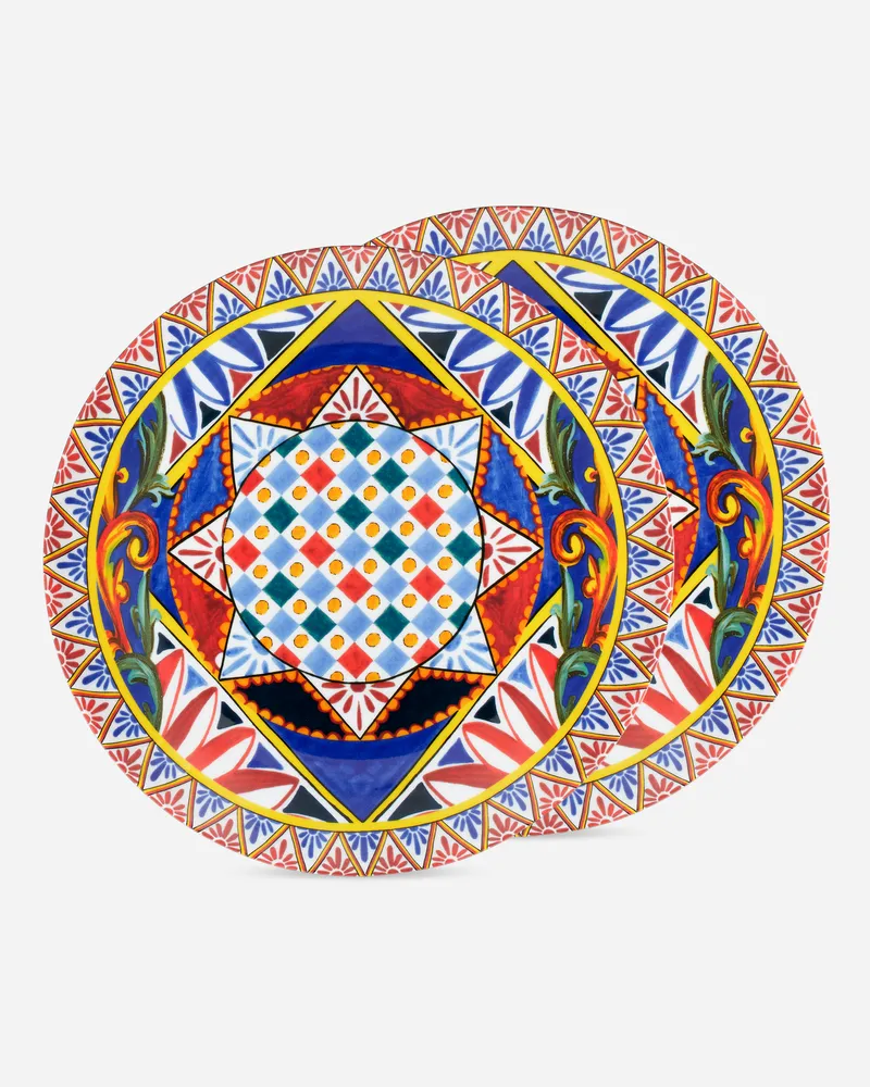 Dolce & Gabbana Set 2 Porcelain Dinner Plates - Flache Teller Mehrfarbig Mehrfarbig
