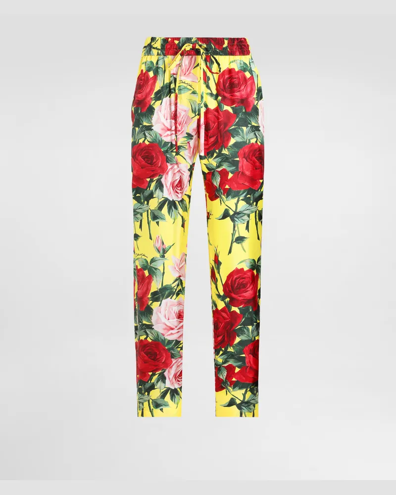 Dolce & Gabbana Hose Aus Seidentwill Bouquet-print - Frau Hosen Und Shorts Drucken Drucken
