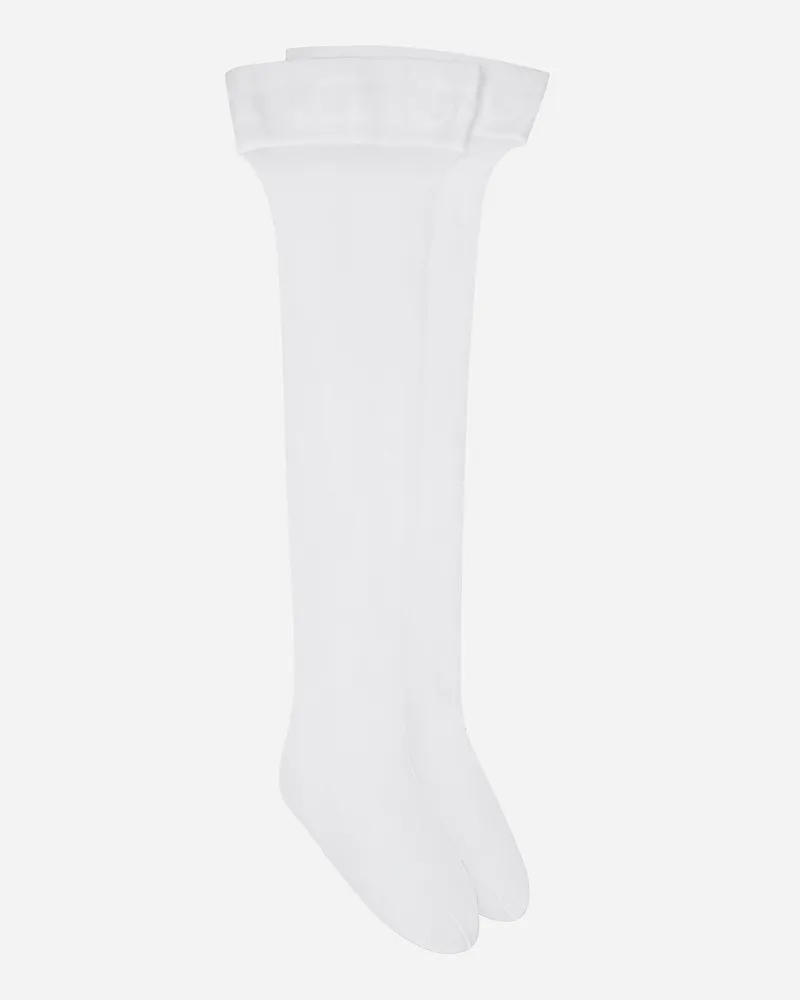 Dolce & Gabbana Halterlose Strümpfe Mit Logo-gummiband - Frau Socken Wei White