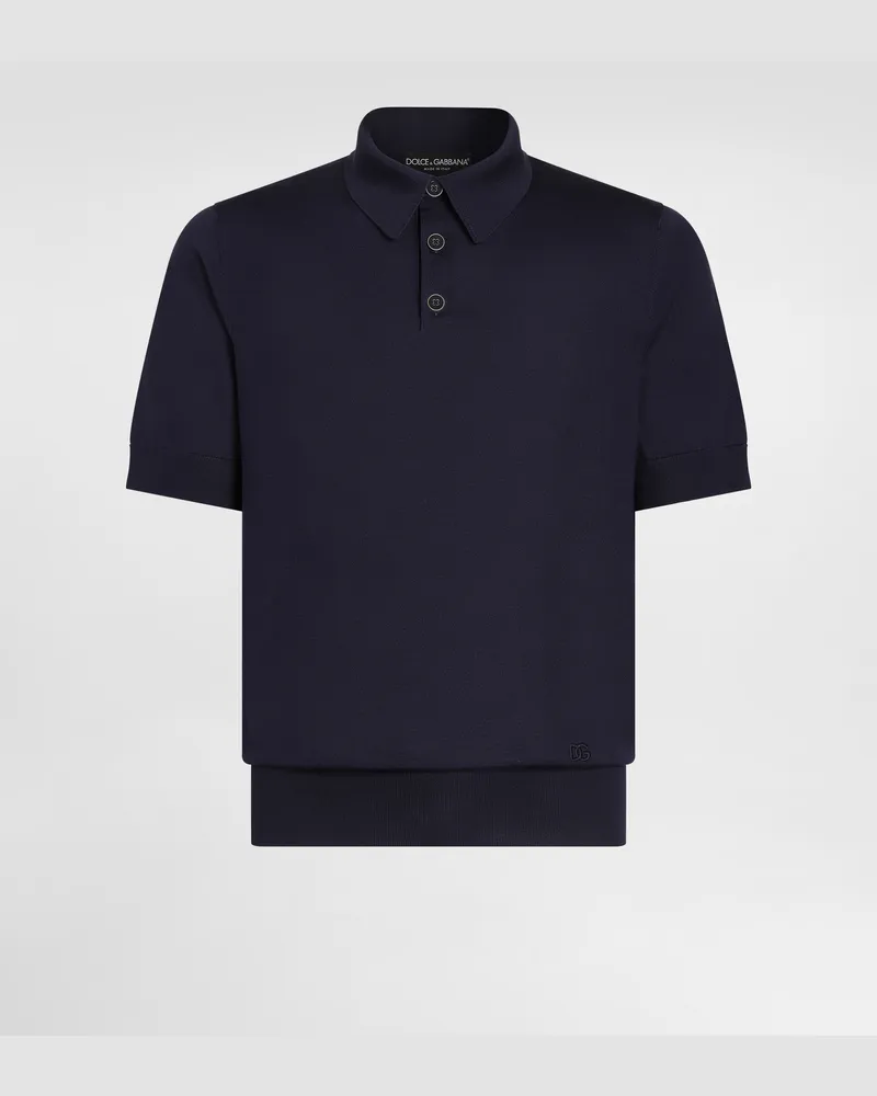 Dolce & Gabbana Silk Polo Shirt - Mann Collection Blau Blue