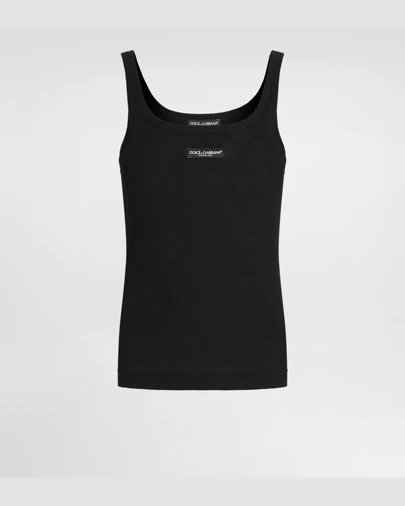Dolce & Gabbana Ribbed Tank Top - Frau T-shirts Und Sweatshirts Schwarz Baumwolle Schwarz