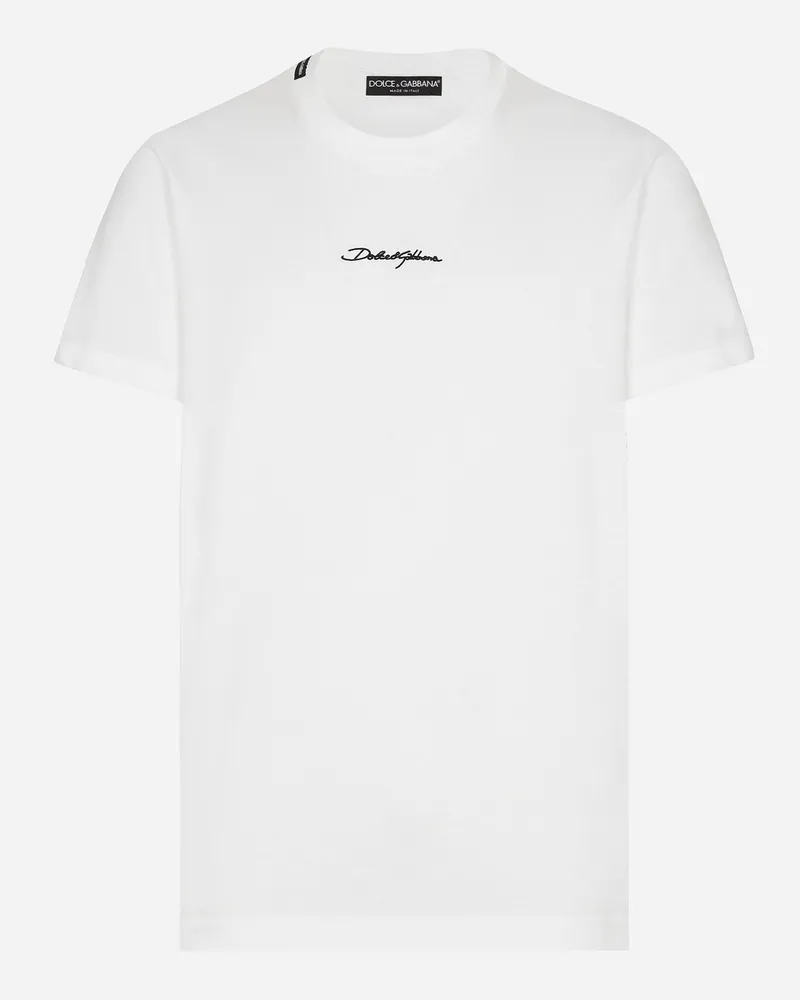 Dolce & Gabbana T-shirt Aus Baumwolle Mit Logo - Mann T-shirts Und Polos Wei Weiss