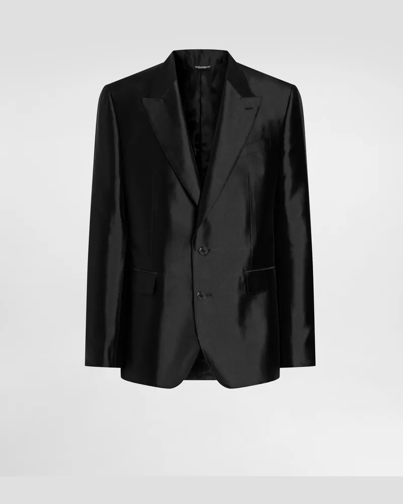 Dolce & Gabbana Jacke Sicilia Light Aus Mikado-seide Mit Einreihiger Knopfleiste - Mann Anzüge Und Blazer Schwarz Seide Black
