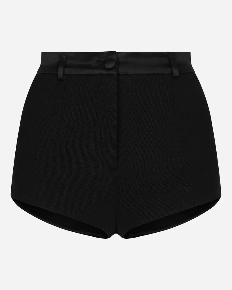 Dolce & Gabbana Kurze Hose Im Smokingstil Aus Wollstretch - Frau Hosen Und Shorts Schwarz Schwarz