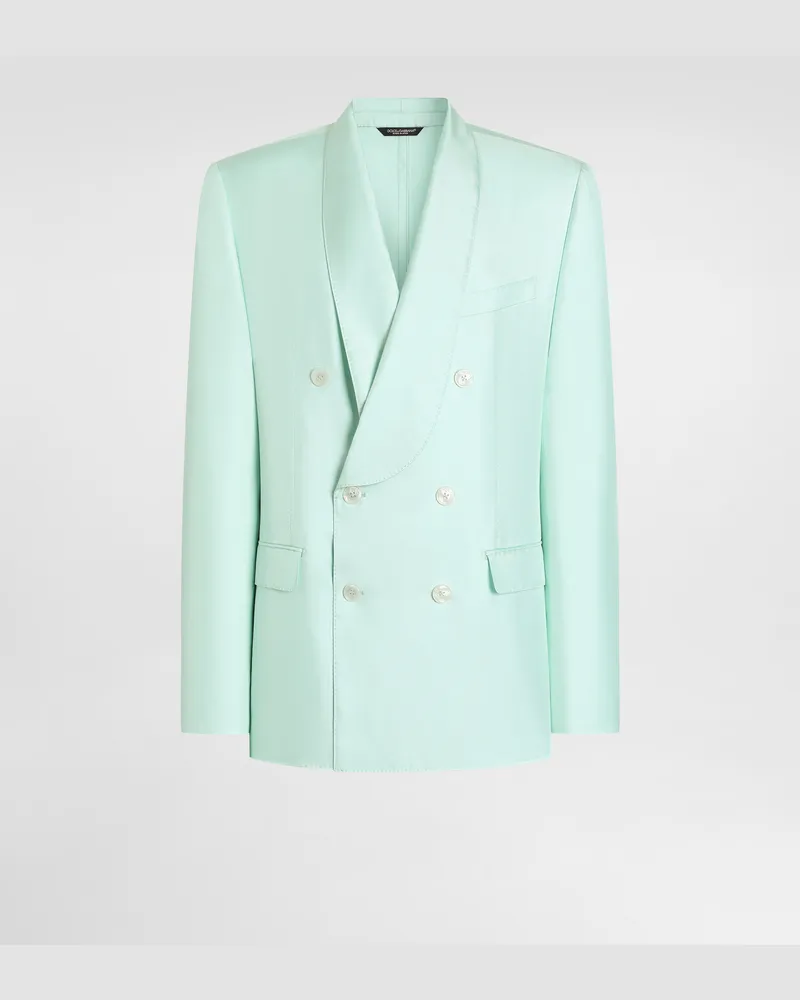 Dolce & Gabbana Jacke Sicilia Light Aus Seidentwill Mit Zweireihiger Knopfleiste - Mann Anzüge Und Blazer Azurblau Azurblau