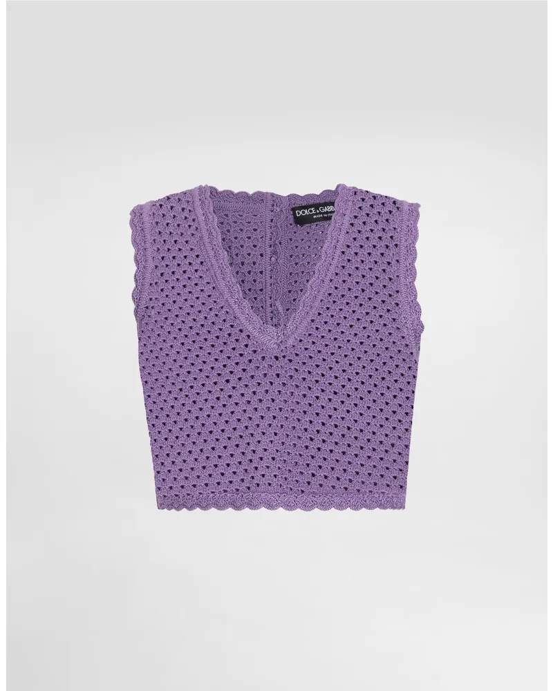 Dolce & Gabbana Kurzes Häkel-stricktop - Frau Strickwaren Violett Violett