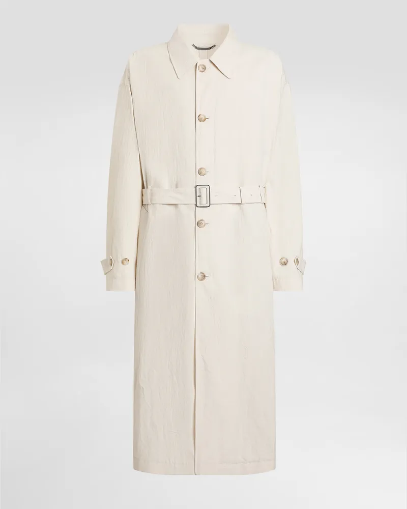 Dolce & Gabbana Cotton-linen Trench Coat With Buttons - Mann Collection Wei Weiss