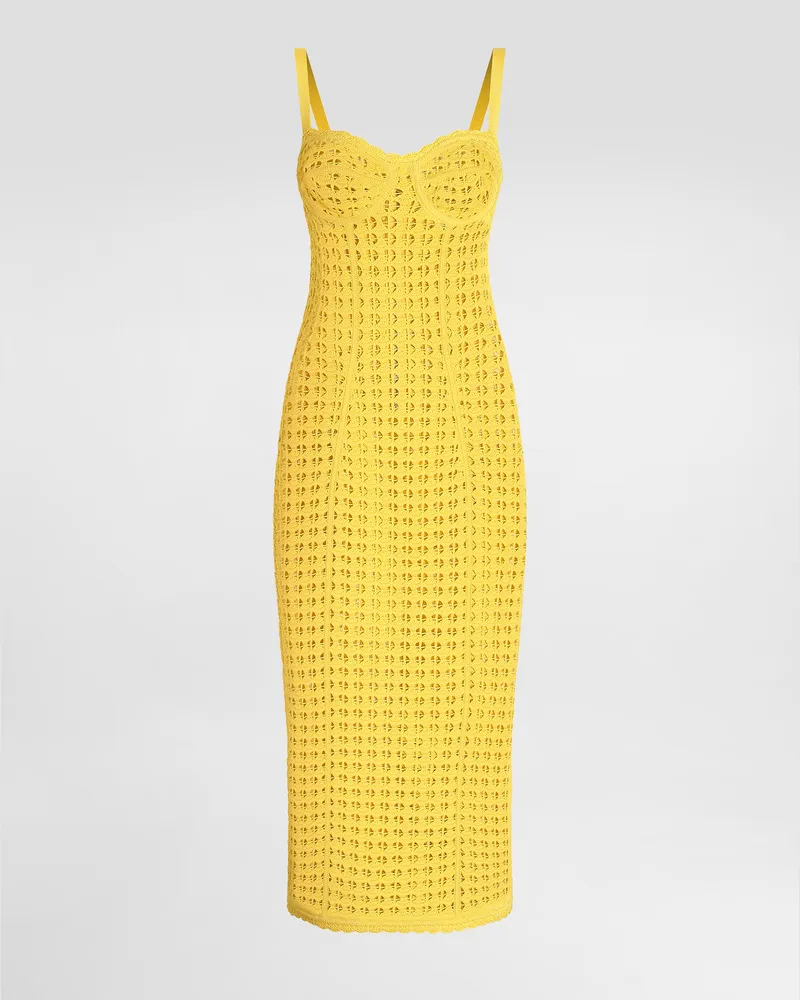 Dolce & Gabbana Bustierkleid Aus Häkelspitze - Frau Kleider Gelb Gelb