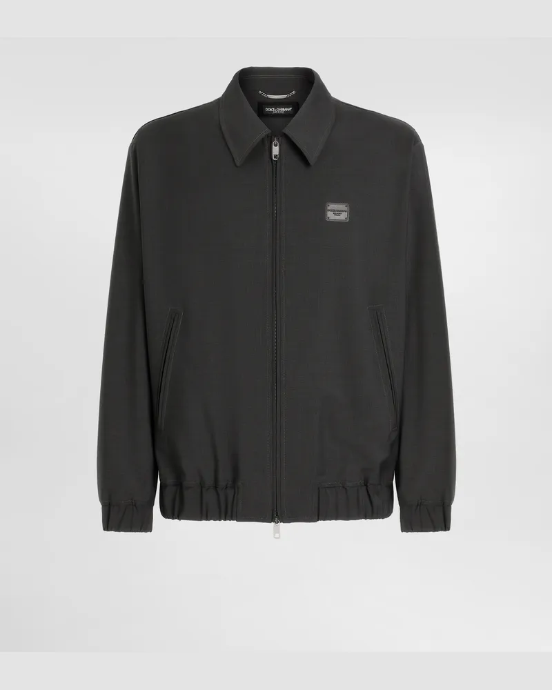 Dolce & Gabbana Jacke Aus Wollstoff Mit Logoplakette - Mann Mäntel Und Jacken Grau Grau