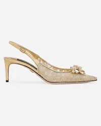 Dolce & Gabbana Slingback Rainbow Lace aus Lurex-Spitze Gold