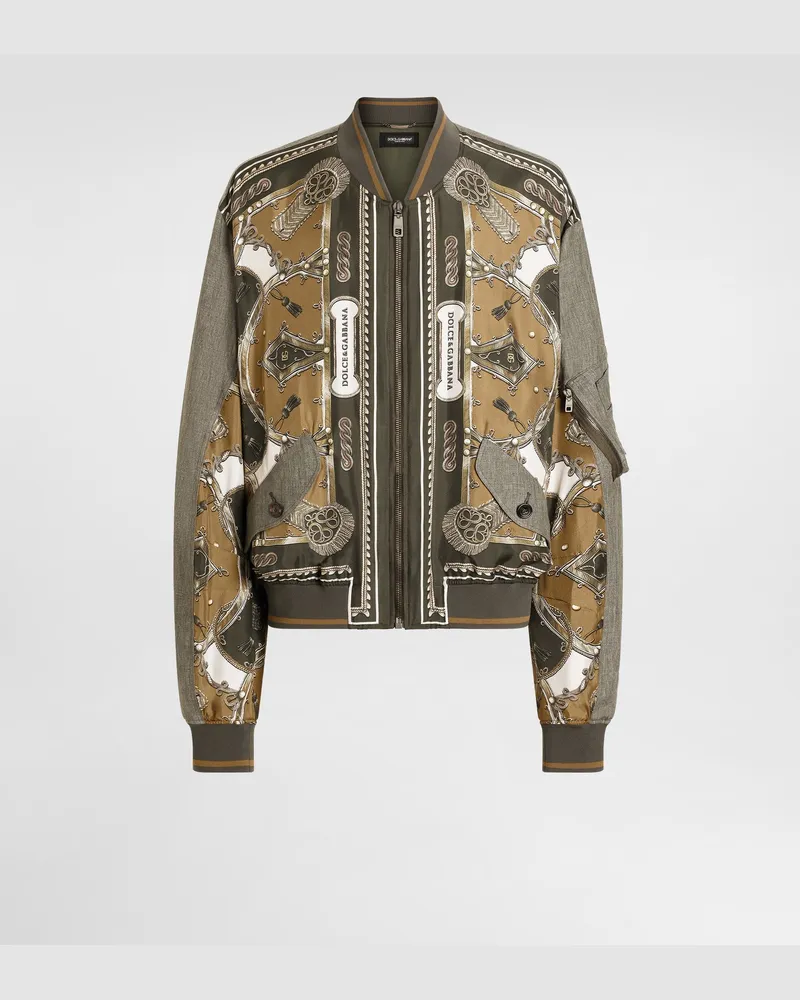 Dolce & Gabbana Cargo-print Oversized Twill Bomber Jacket - Mann Mäntel Und Jacken Multicolor Multicolor