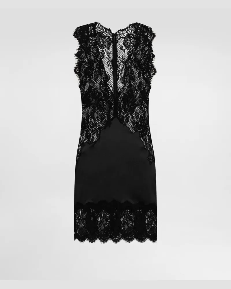 Dolce & Gabbana Short Dress With Lace - Frau Kleider Schwarz Black