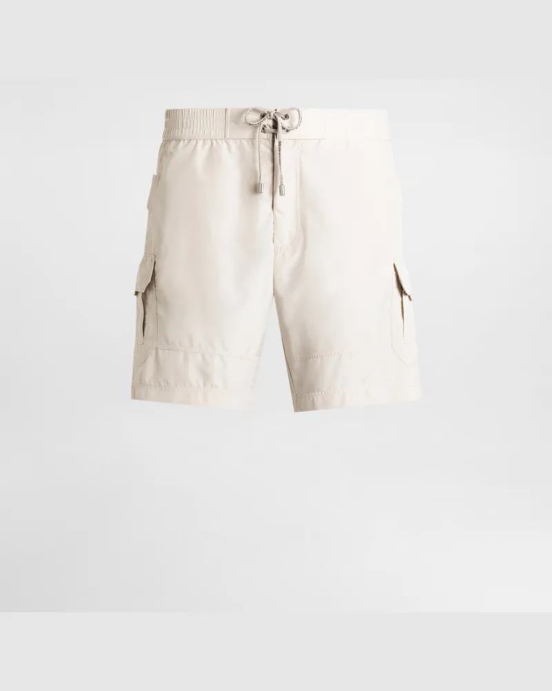 Dolce & Gabbana Mittellange Badeshorts Mit Plakette - Mann Beachwear Beige Beige