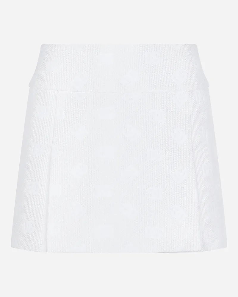 Dolce & Gabbana Minirock Aus Matelassé-jacquard Dg-logo - Frau Röcke Wei Weiss
