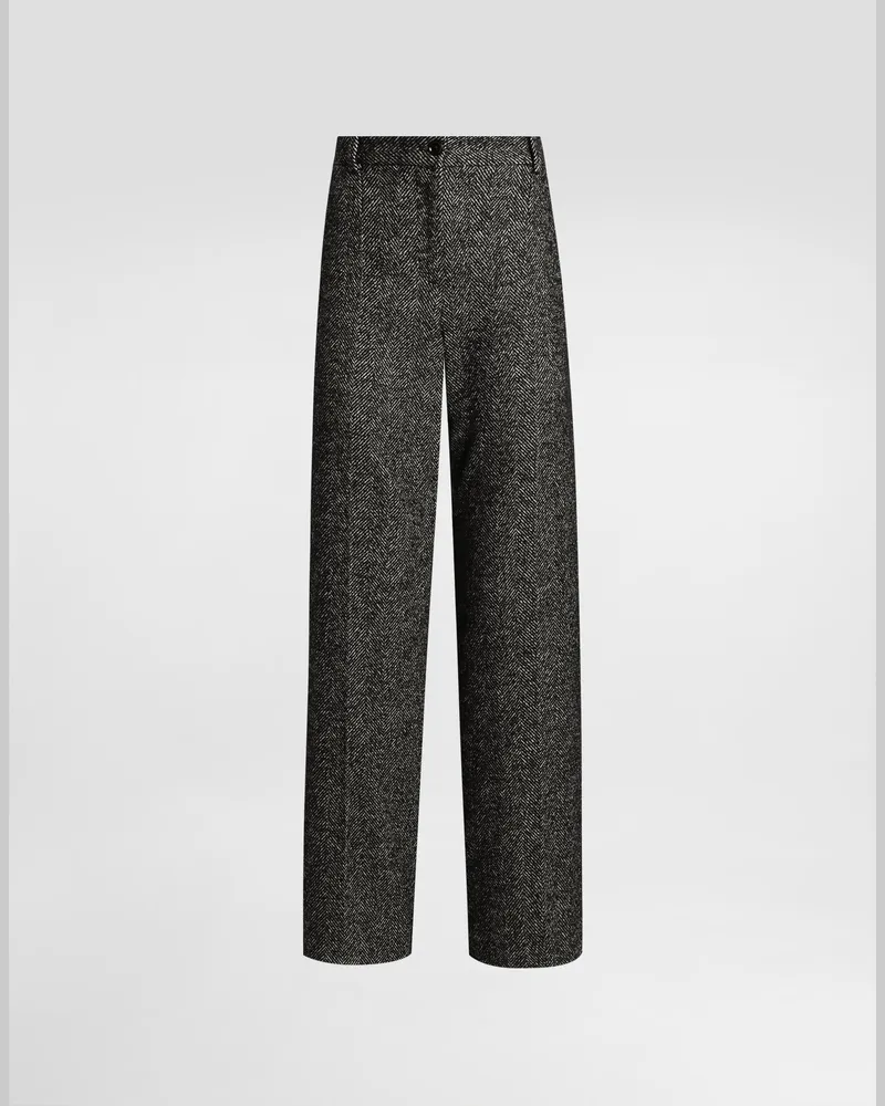 Dolce & Gabbana Hose Aus Elastischer Woll Mit Fischgrätmuster - Frau Hosen Und Shorts Mehrfarbig Mehrfarbig