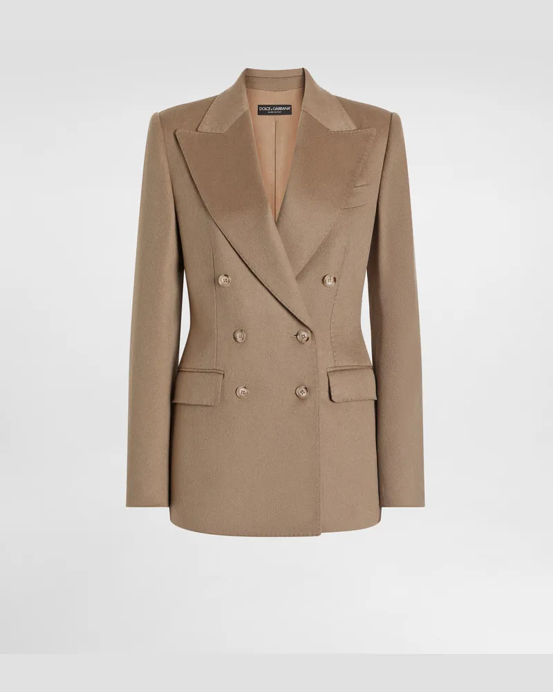 Dolce & Gabbana Double-breasted Jacket In Cashmere Drap - Frau Blazer Braun Brown