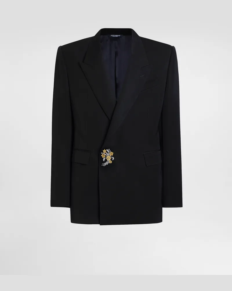 Dolce & Gabbana Double-breasted Jacket Inwool Gabardine - Mann Anzüge Und Blazer Schwarz Wolle Black