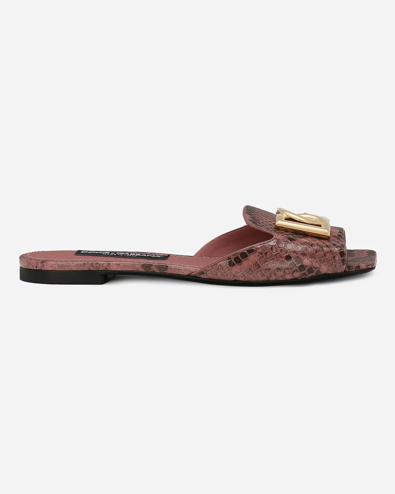 Dolce & Gabbana Pantolette Aus Pythonleder - Frau Pantoletten Und Mules Rosa Rosa