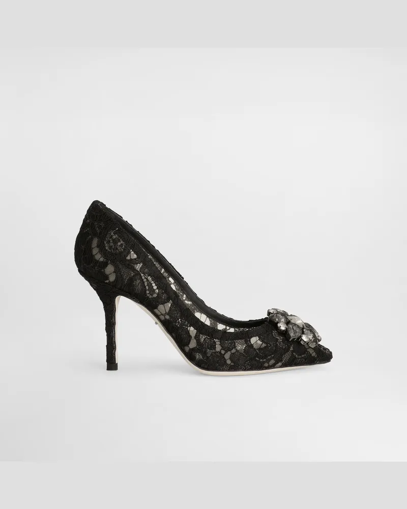 Dolce & Gabbana Lace Rainbow Pumps With Brooch Detailing - Frau Pumps Und Slingbacks Schwarz Spitze Schwarz