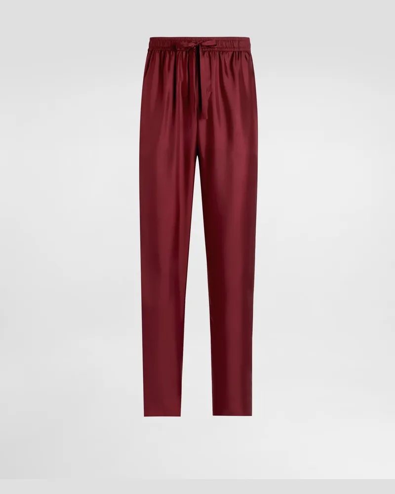 Dolce & Gabbana Pyjamahose Aus Seide Logostickerei - Mann Hosen Und Shorts Bordeaux Burgunderrot