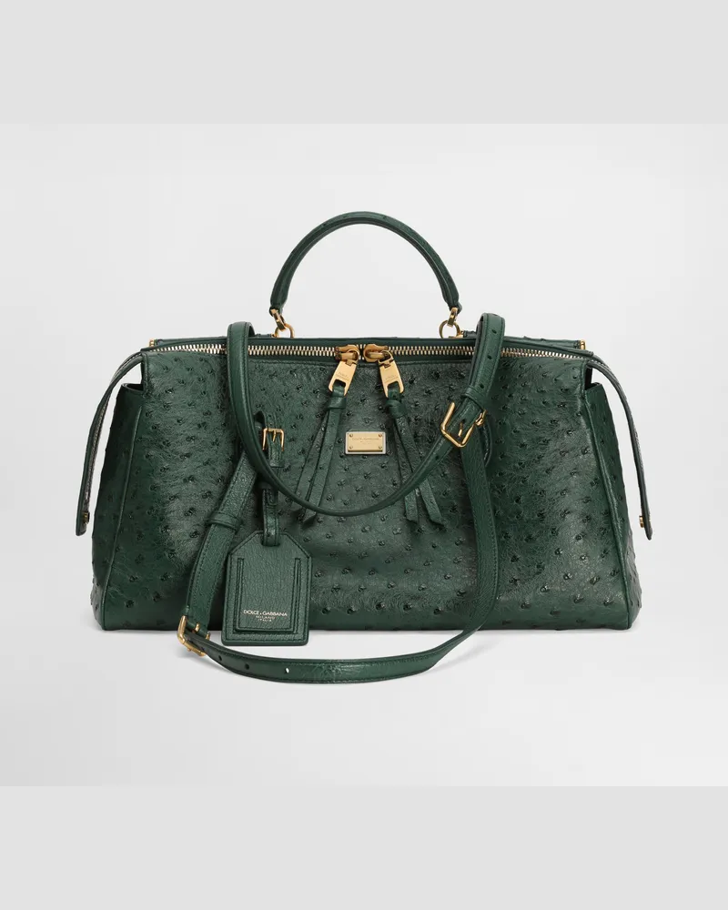 Dolce & Gabbana Vittoria Ostrich Leather Handbag - Frau Collection Green Green