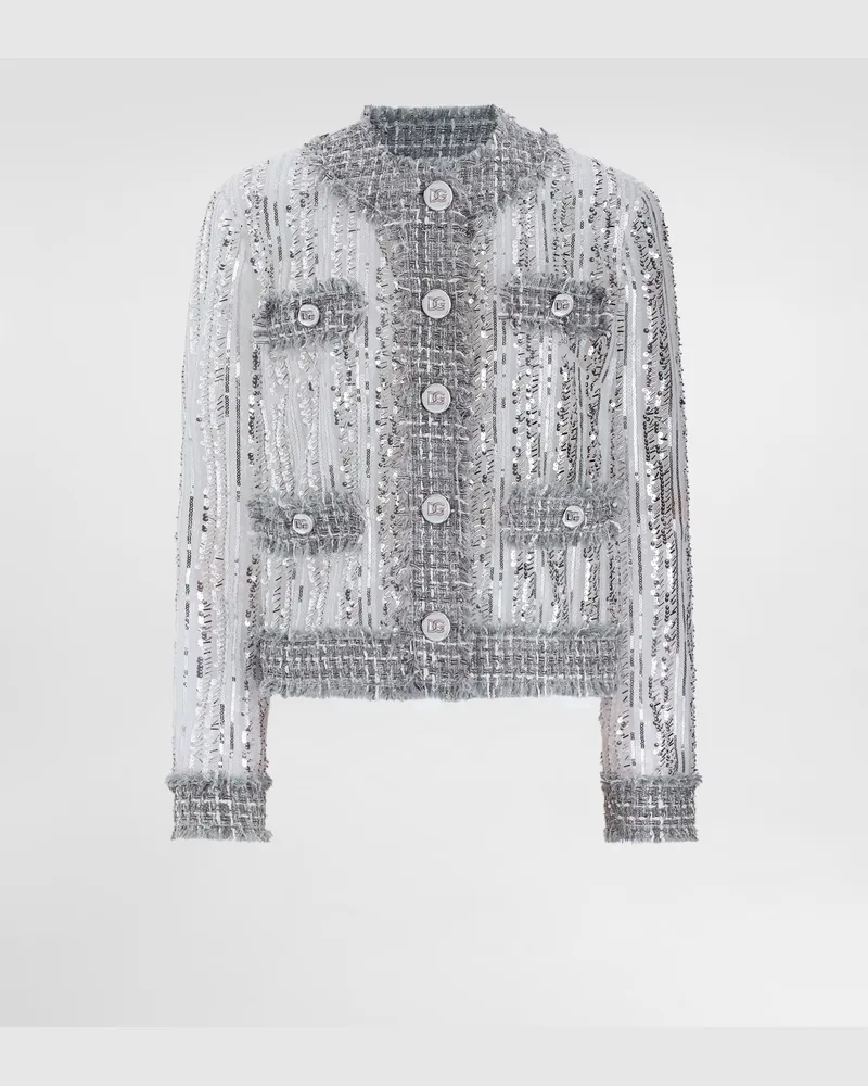 Dolce & Gabbana Jacke Gabbana Aus Tüll Mit Paillettenstickerei - Frau Blazer Silber Silber