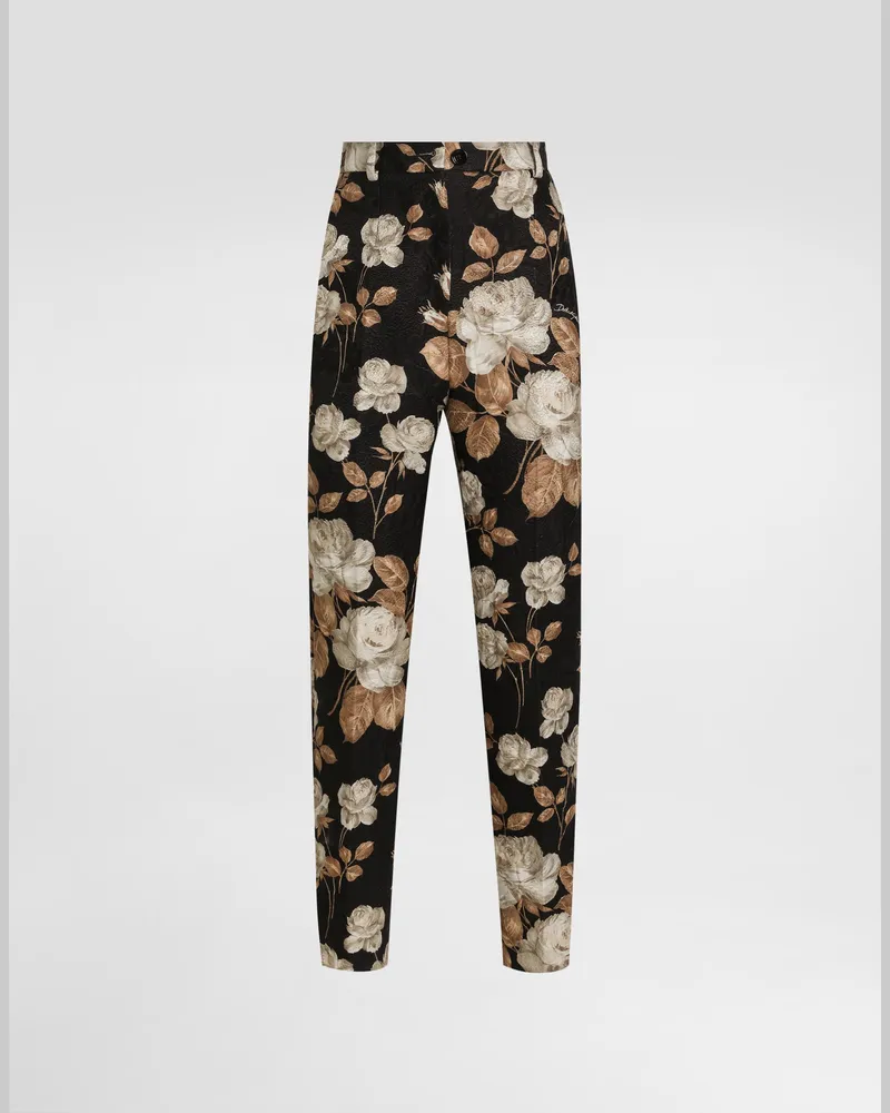 Dolce & Gabbana Brokathose Mit Vintage-rosenprint - Frau Hosen Und Shorts Drucken Drucken