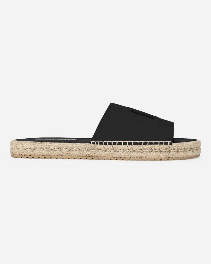 Dolce & Gabbana Espadrille-pantolette Aus Kalbsleder - Mann Sandalen Und Slides Schwarz Leder Schwarz