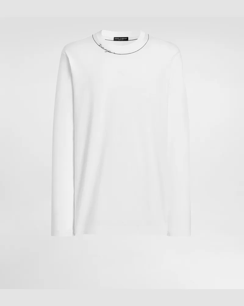 Dolce & Gabbana T-shirt Aus Baumwolle Mit Stickerei - Mann T-shirts Und Polos Wei Weiss