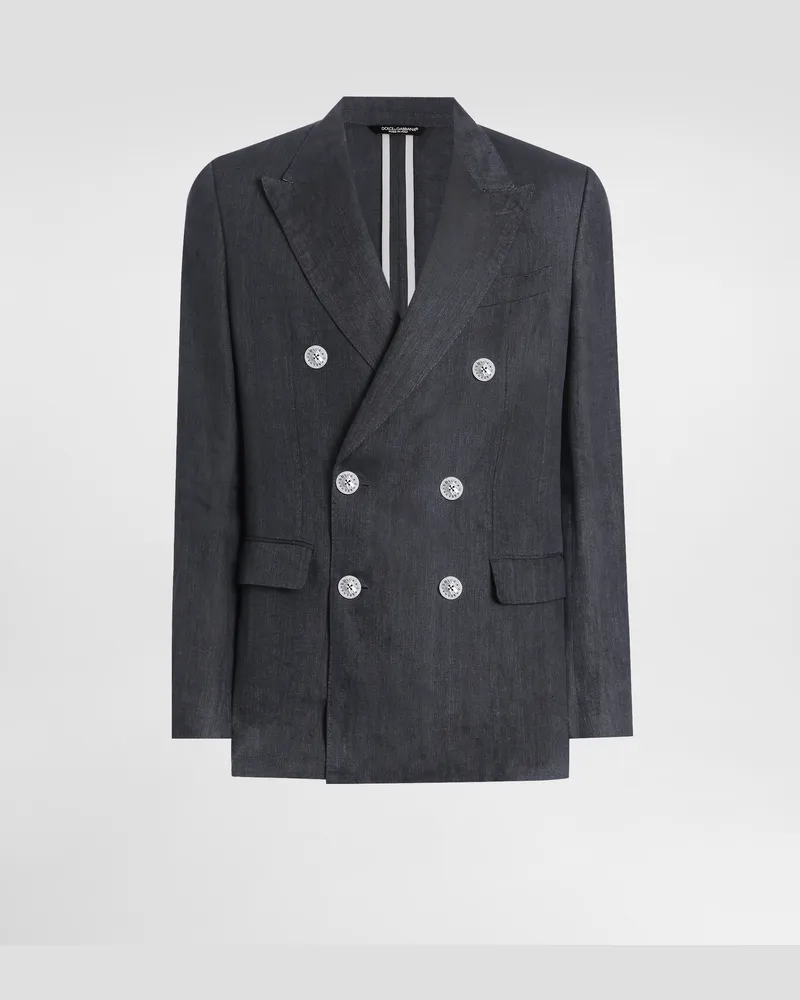 Dolce & Gabbana Zweireihige Jacke Sicilia Light Aus Leinenstoff - Mann Anzüge Und Blazer Grau Grau