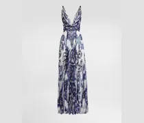 DG EXCLUSIVE  Kleid Aus Chiffon Mit Majolika-print - Frau Kleider Blau