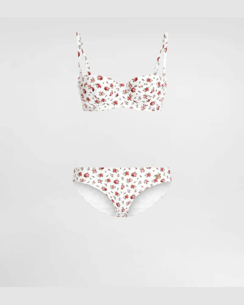 Dolce & Gabbana Small Rose-print Padded Balconette Bikini - Frau Bademode Mehrfarbig Mehrfarbig
