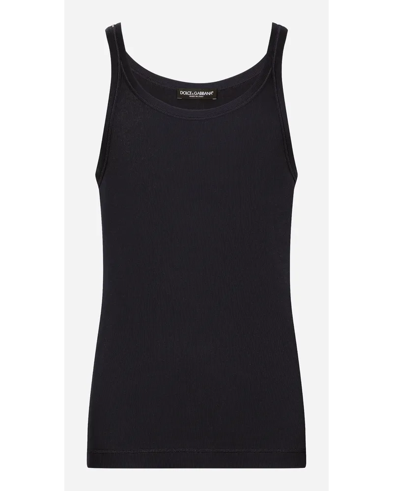 Dolce & Gabbana Tanktop Slim Gerippt Blau