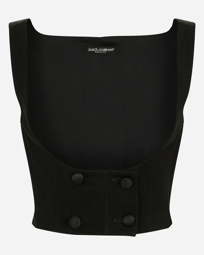 Dolce & Gabbana Zweireihige Weste Aus Wolle Mit Rundhalsausschnitt - Frau Blazer Schwarz Black