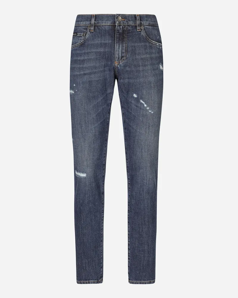 Dolce & Gabbana Jeans Slim Aus Blauem Stretchdenim - Mann Jeans Mehrfarbig Blau