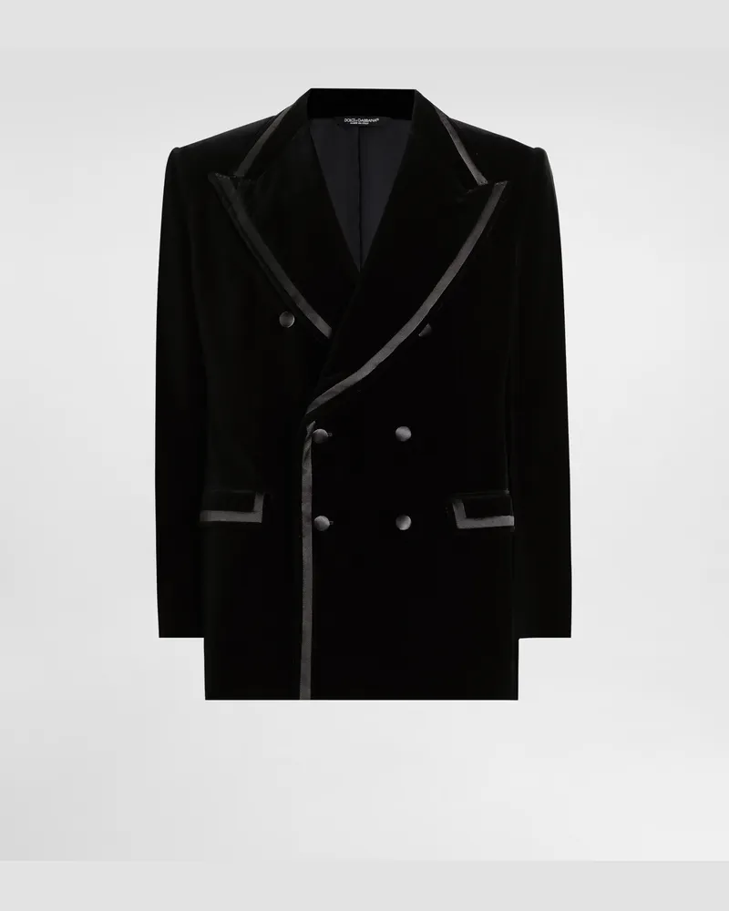 Dolce & Gabbana Double-breasted Velvet Jacket - Mann Anzüge Und Blazer Schwarz Black