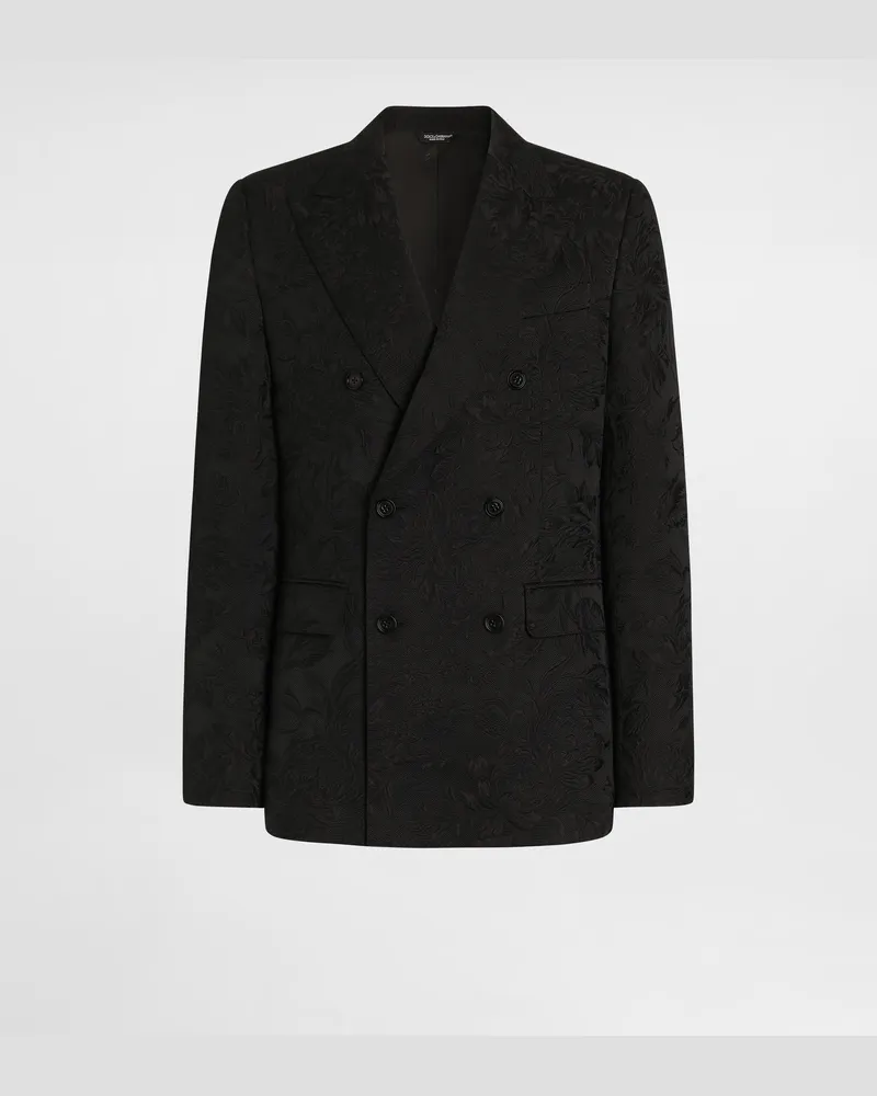 Dolce & Gabbana Sicilia Light Double-breasted Brocade Jacket - Mann Anzüge Und Blazer Schwarz Schwarz