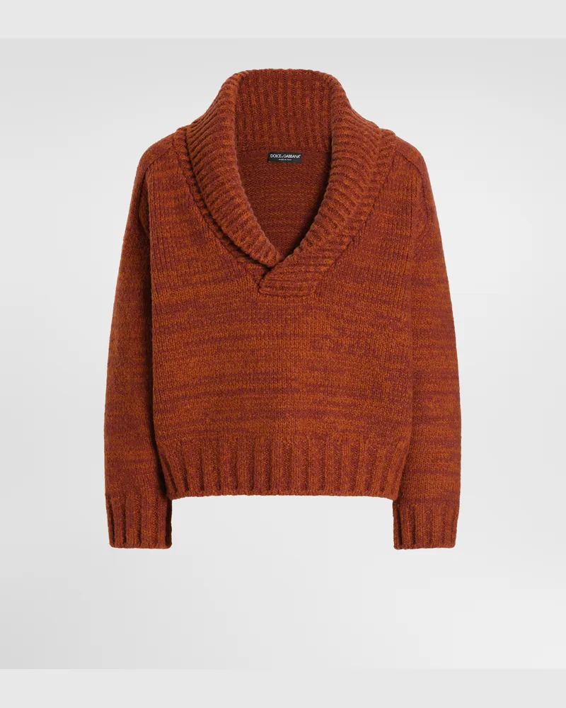 Dolce & Gabbana Pullover Aus Wollmouliné - Mann Strickwaren Braun Braun