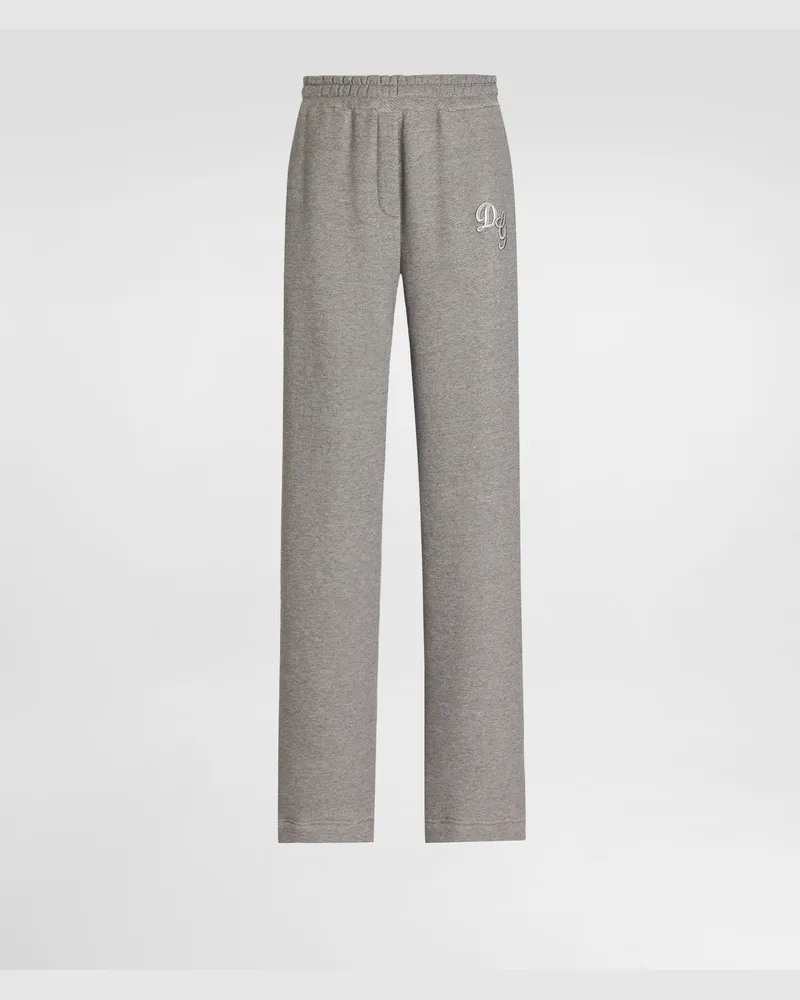 Dolce & Gabbana Fleece Trousers With Patch Embroidery - Frau Hosen Und Shorts Grau Grey
