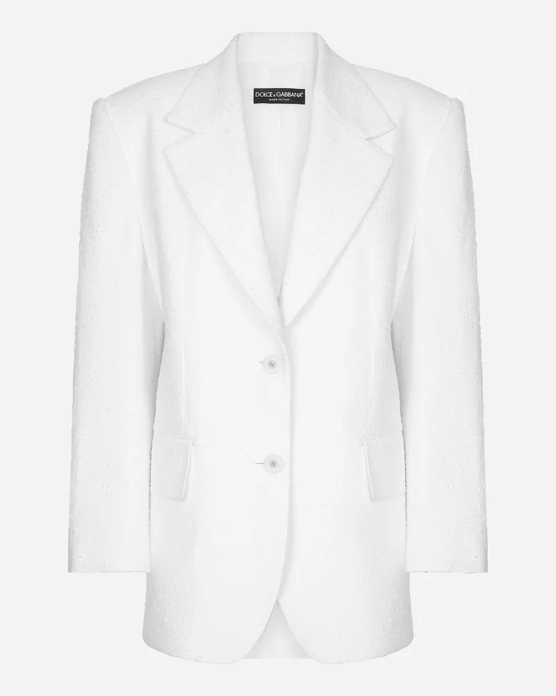 Dolce & Gabbana Einreihige Jacke Aus Raschel-baumwolltweed - Frau Blazer Wei Weiss