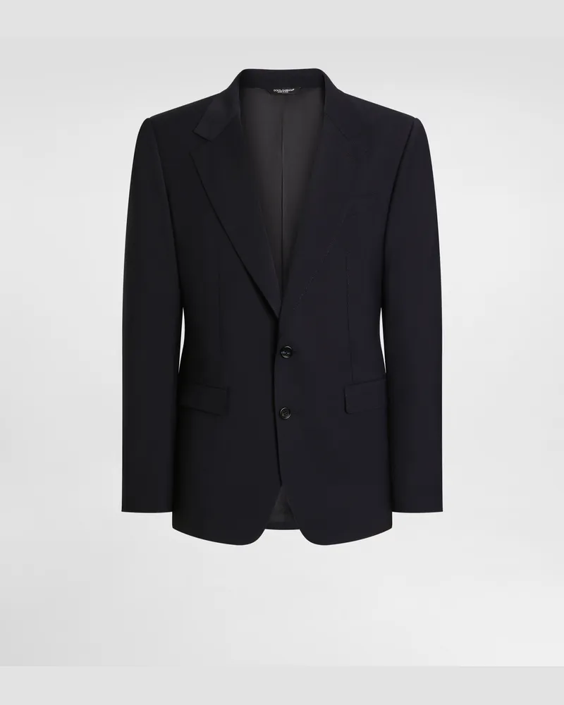 Dolce & Gabbana Einreihige Jacke Taormina Aus Wolle In Leinwandbindung - Mann Anzüge Und Blazer Blau Blau
