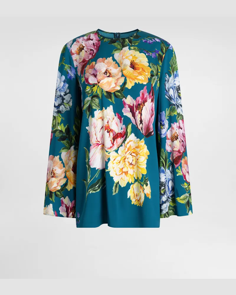 Dolce & Gabbana Peony-print Charmeuse Top - Frau Collection Mehrfarbig Mehrfarbig