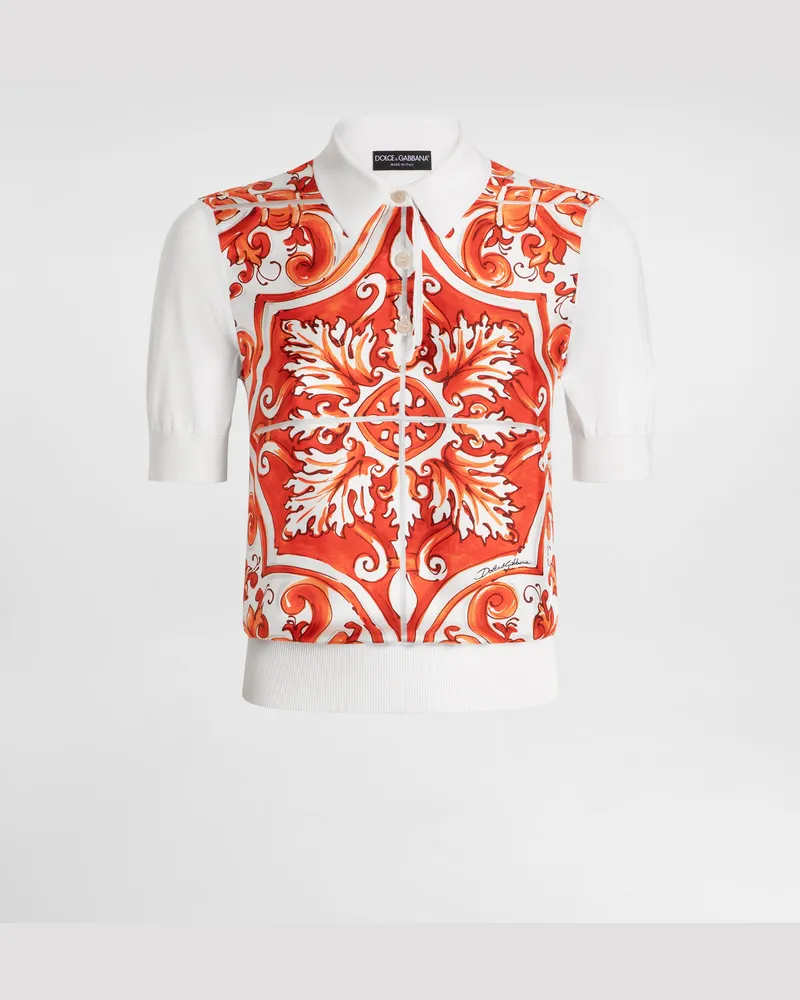Dolce & Gabbana Pullover Aus Seide Mit Majolika-print - Frau Strickwaren Mehrfarbig Mehrfarbig