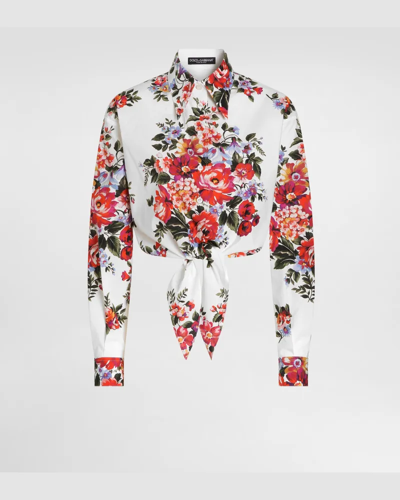 Dolce & Gabbana Flower Bouquet-print Cotton Shirt - Frau Blusen Und Tops Multicolor Multicolor