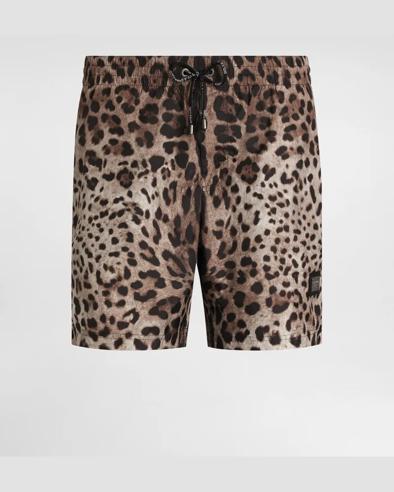 Dolce & Gabbana Mittellange Badeshorts Leo-print - Mann Beachwear Animalprint Nylon Animal-print